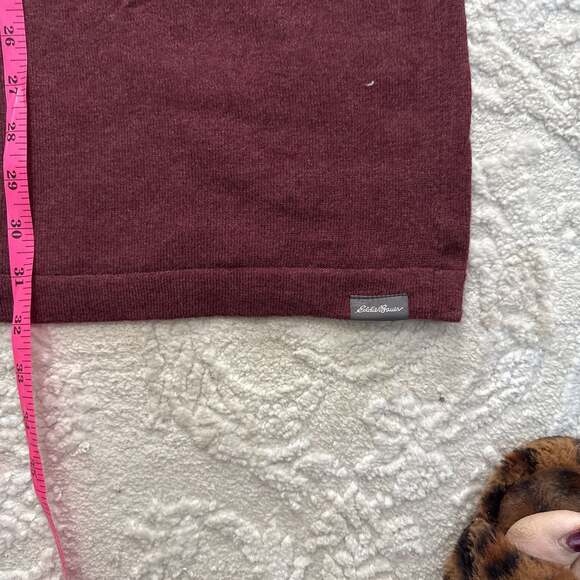 Eddie Bauer Men's Long Sleeve V-Neck Cotton Merino‎ Blend Sweater in Burgundy - Picture 6 of 7